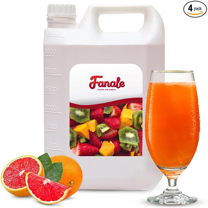 Fanale Premium Flavoring Concentrated Syrup for Bubble Tea 11 lb | Grapefruit Flavor Syrup | for Boba Tea, Smoothies, Slushes, Desserts | 11lb | Pack of 4 | SRP200-CS