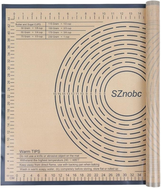 Silicone Pastry Mat 28X20 Inches Baking Mat with Measurement, Perfect for Dough, Pastry, Cookies, Pie Crust, Fondant, Bread, Sourdough, Pasta, Pizza, Kitchen Counter Mat