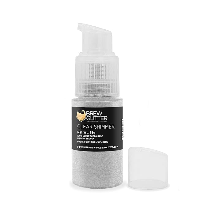 Brew Glitter - Clear Shimmer (25g Spray Pump 1x Jar) | Edible Glitter for Drinks, Cocktails, Beer, Garnish & Beverages