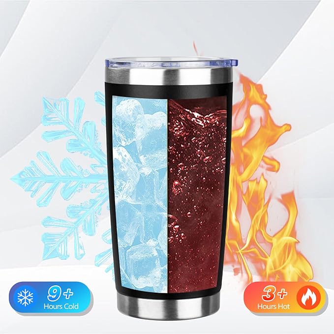 20oz Tumbler Bulk with Lid and Straw, Stainless Steel Double Wall Vacuum Insulated Travel Mug, Powder Coated Coffee Cups for Hot and Cold Drinks,Funny Gifts for Women Men(Black,6)