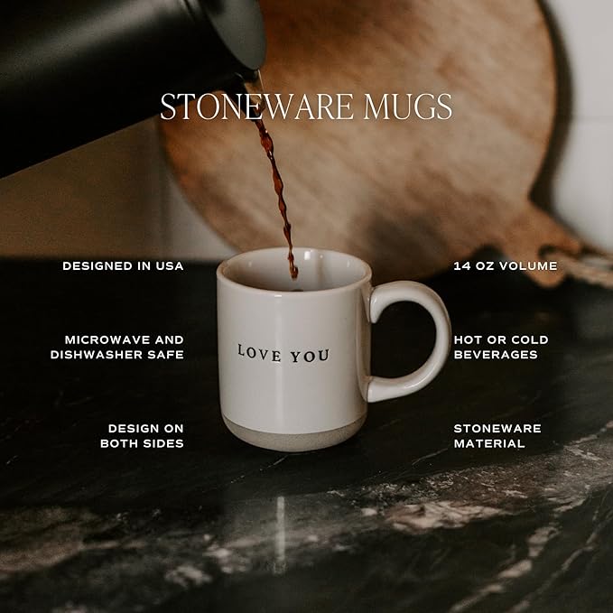 Sweet Water Decor Trust in the Lord Stoneware 14oz Cute Coffee Mugs for Hot & Cold Drinks - Dishwasher & Microwave Safe - Christian Gifts for Women and Men - Ideal Tea & Espresso Mugs