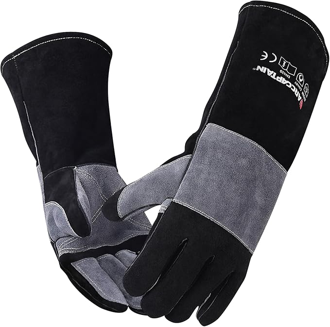 ARCCAPTAIN Welding Gloves 932℉ Heat/Fire Resistant 16 inches Gloves for Stick, Mig, Forge, BBQ, Grill, Fireplace, Baking, Stove Working Protection