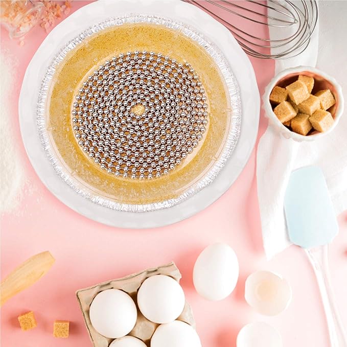 Durable Baking Supplies: Stainless Steel Chain Pie Weights, Reusable and Easy to Clean, Odorless, Safe Pie Weights for Pie Crusts, Oven Safe Baking Beads (6 feet)