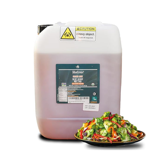 BLUE GREEN ORGANICS, Agave syrup, Agave, Gluten Free, Organic, Sweetener, coffees, pancakes or any baked good, Family-friendly, For restaurants, Sugar substitute, Light, 57.3 lb