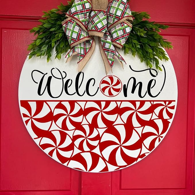 Christmas Stencils for Painting on Wood 12” Christmas Stencils for Crafts Reusable Holiday Doormat Stencil for Porch Hanger Fabrics Decor(Xmas Half RD Stencil 05/18P)