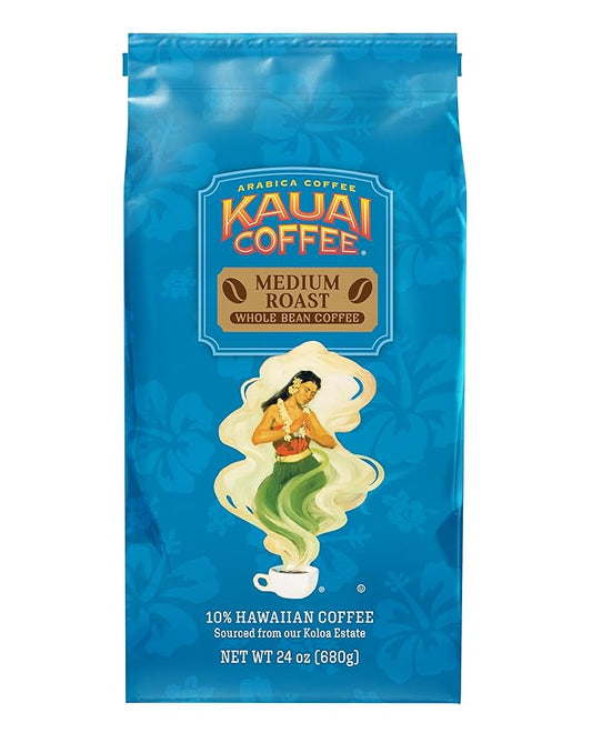 Kauai Coffee Koloa Estate Medium Roast - Whole Bean Coffee, 24 oz. Package