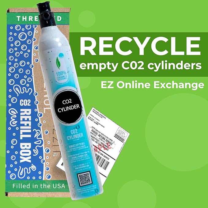FIZZIT 60L Threaded CO2 4 Pack Canister Refill, Compatible with All Threaded 'Screw-In' Soda Makers Including Soda Machines,Excludes ART, TERRA & DUO (C02-4PK-A)