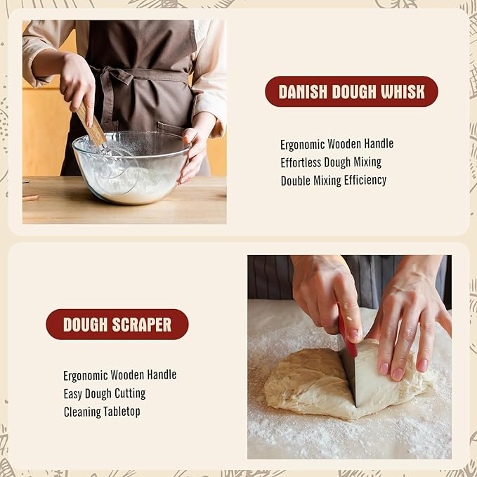 Complete Sourdough Starter Kit,10 Inch Round & 9 Inch Oval Banneton Sourdough Bread Baking Supplies With Sourdough Starter Jar, Sour dough Starter Kits for Women, Men, and Bread Bakers