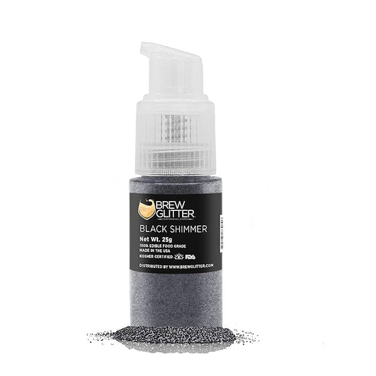 Brew Glitter - Black Shimmer (25g Spray Pump 1x Jar) | Edible Glitter for Drinks, Cocktails, Beer, Garnish & Beverages