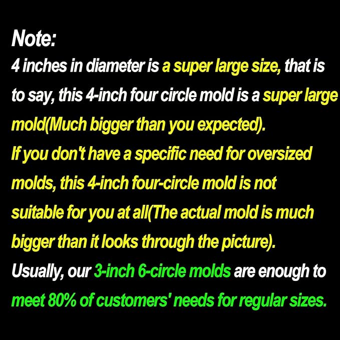 【300+ Design Optional】 Fuehbur 4 inch 4-Circles Car Freshie Mold, Four-Circle Round in 4 Cavity Silicone Soap Resin Molds, Super-Large Mould