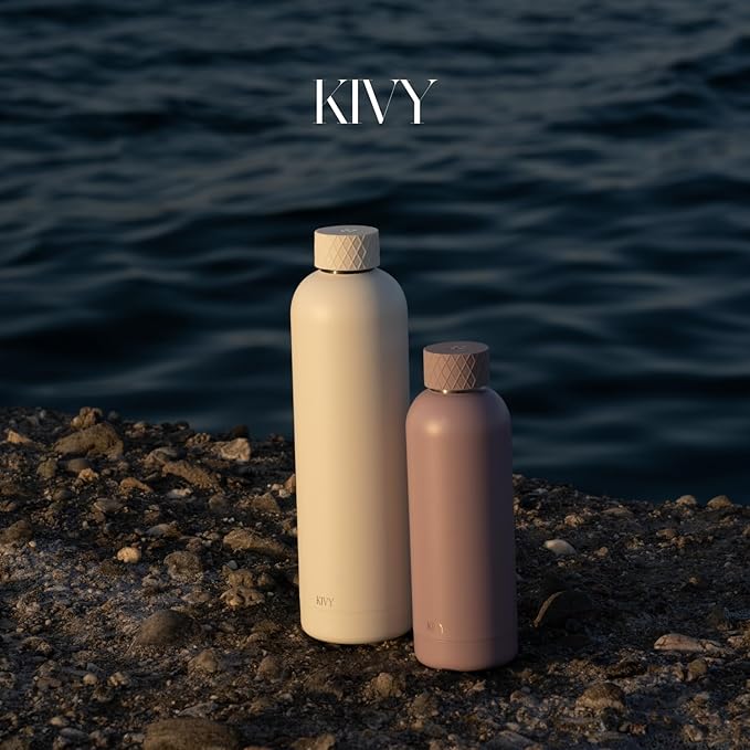 KIVY Stainless Steel Insulated Water Bottle 32oz [LEAK PROOF] - Insulated Stainless Steel Water Bottle - Thermo Flask Drinking Bottle - BPA Free Water Bottle
