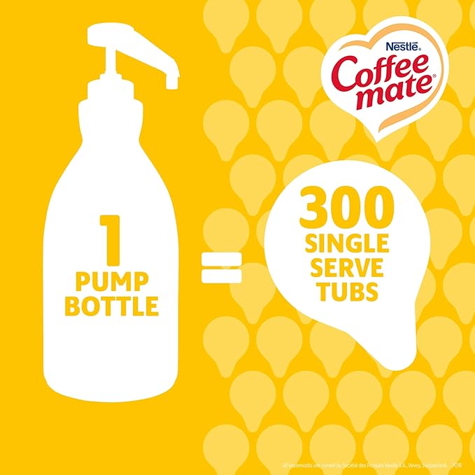 Nestle Coffee mate Coffee Creamer, Hazelnut, Concentrated Liquid Pump Bottle, Non Dairy, No Refrigeration, 50.7 fl oz (Pack of 2)