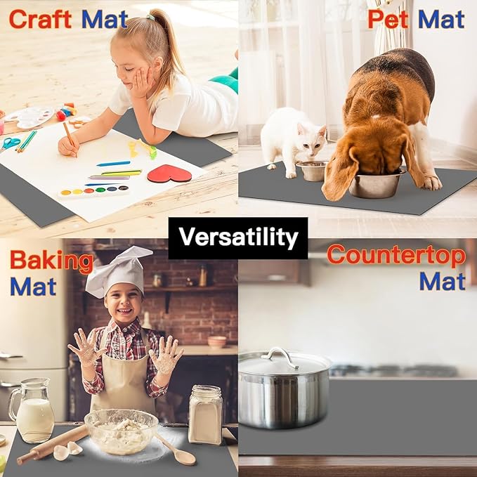 Silicone Mats for Kitchen Counter, 47.3"x23.6"(120cmx60cm) Large Heat Resistant Mat Kitchen Island Waterproof 2MM Thick Countertop Protector Mat Nons-slip Extra Large Counter Mat, Translucent Brown