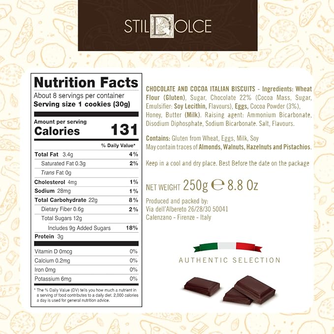 Italian Semi-Soft Chocolate Biscotti | Made in Tuscany, Italy | Stildolce Traditional Authentic Biscuits, Pack of 2
