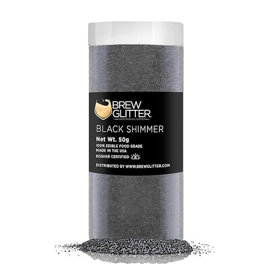 Black Shimmer BREW GLITTER Edible Glitter For Drinks, Cocktails, Beer, Garnish Glitter & Beverages | KOSHER & HALAL Certified | 100% Edible & Food Grade | Vegan, Gluten, Nut Free (50g, Black Shimmer)