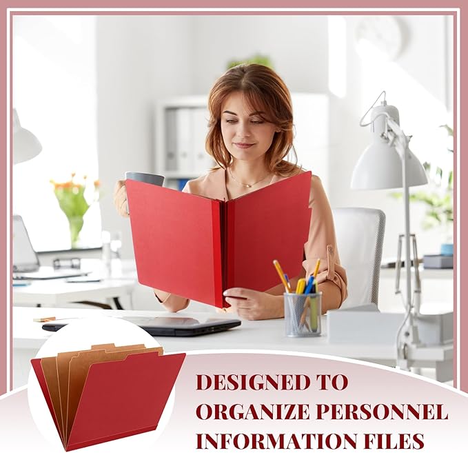 72 Pcs Classification Folders Letter Size, Back to School Supply for Teacher, Student, 3 Dividers Pressboard File Folder Bulk with 2 Fasteners, 3.5 Inch Expanding File Organizer (Red)