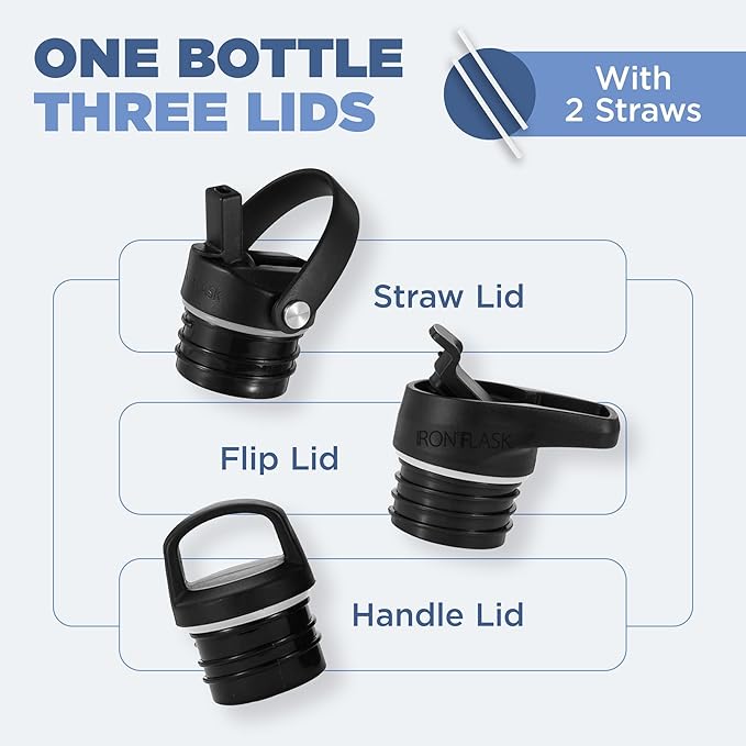IRON °FLASK Camping & Hiking Hydration Canteens - 3 Lids (Narrow Straw Lid) Leak Proof Vacuum Insulated Stainless Steel - Hot & Cold Double Walled Sports Water Bottle - Cashmere Cream, 32 Oz