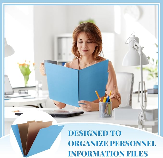 36 Pcs Classification Folders Letter Size, Back to School Supply for Teacher, Student, 2 Pocket Dividers Pressboard File Folder Bulk with 2 Fasteners, 2 in Expanding File Organizer (Blue)
