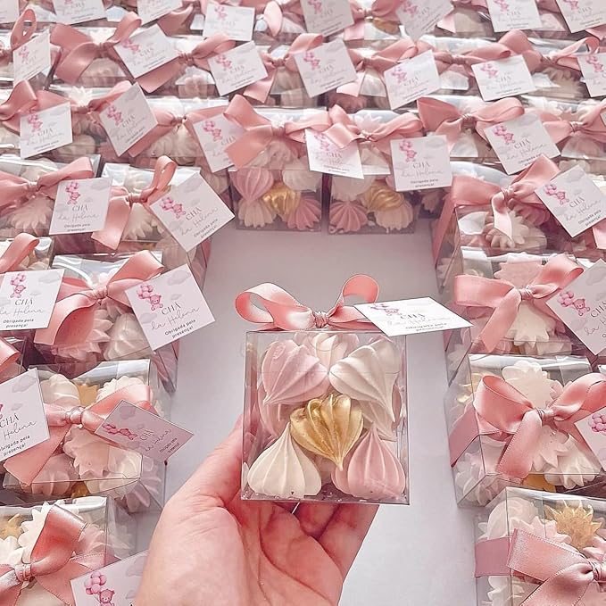 RomanticBaking 50 Pack Bulk 2x2x2 Inch Clear Gift Boxes Macaron Boxes Gift Boxes Small Chocolate Bomb Box Birthday Wedding Party Favor Boxes