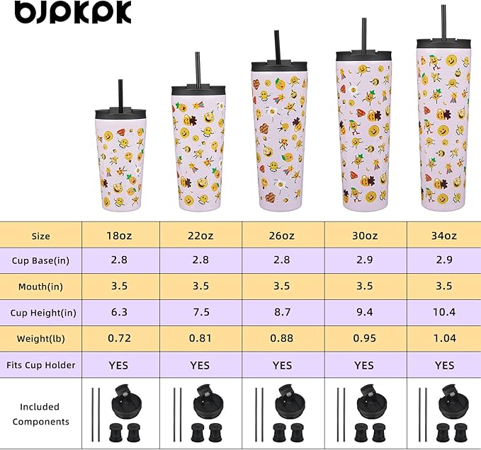 BJPKPK 34oz Skinny Tumbler With lid And Straw Stainless Steel Travel Coffee Mug Insulated Tumblers Cups,Hawaii Fruits Purple