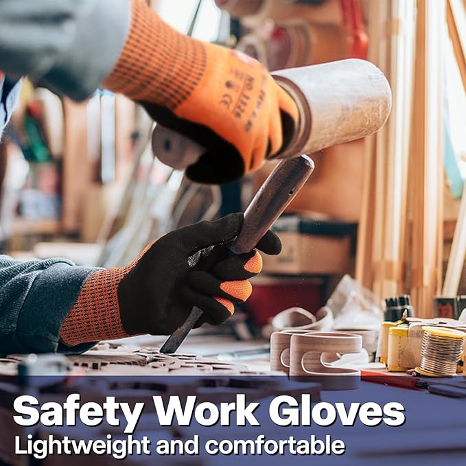 Schwer ProGuard Highest Level Cut Resistant Work Gloves PR3326 for Extreme Protection，ANSI A9 Cut Gloves with Reinforced Thumb, Non Slip, Breathable, Durable, Touch-screen, NON PFAS, Orange 1 Pair XL