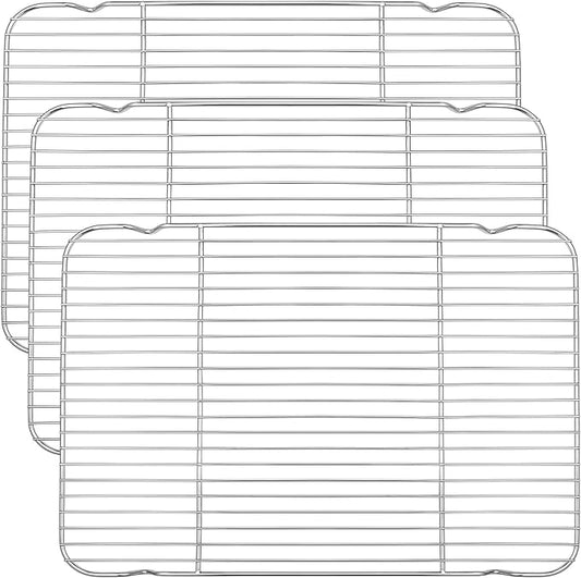 Baking Cooling Rack Set of 3, P&P CHEF Stainless Steel Cooking Roasting Drying Wire Racks, 16.6” x 11.6” Inches to Fit Half Sheet Pan, Non-toxic & Durable, Oven & Dishwasher Safe