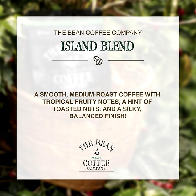 The Bean Organic Coffee Company Island Blend, Medium Roast, Whole Bean Coffee, 16-Ounce Bag