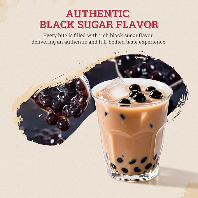 52USA Boba Tapioca Pearl, Black Sugar Flavor, Fresh Bubble Tea Pearl, 8.8 Oz (250 g), Black Tapioca Pearl For Bubble Tea, Ready in 5 Minutes (Pack of 1)