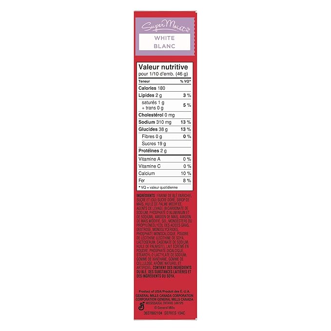 Betty Crocker, SuperMoist White Cake Mix, 461g/16.3oz.