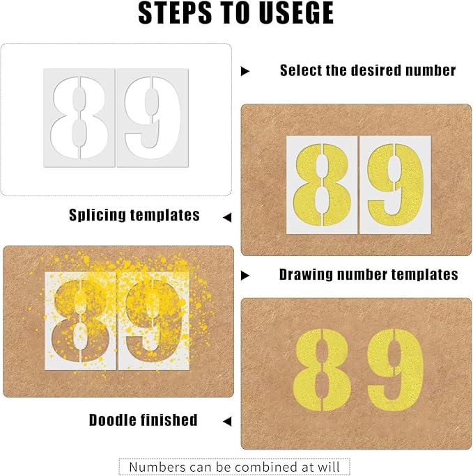 12 Inch Number Stencils Set, 0-9 Plastic Address Number Stencils Reusable Cake Digital Templates for Painting on Wall,Wood,Rock,Mailbox and DIY Art Projects