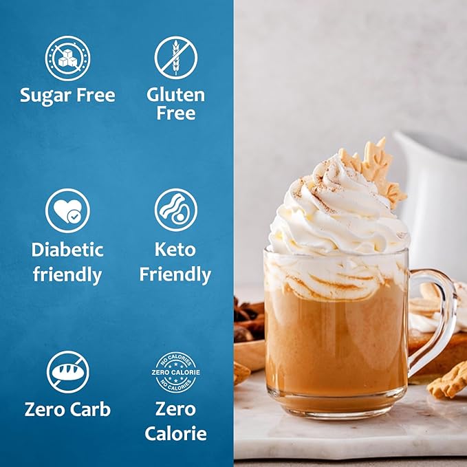 Syruvia Sugar Free Pumpkin Pie Coffee Syrup, Flavored Syrup for Drinks, Lattes, and Desserts – 25.4 fl oz, With Pump