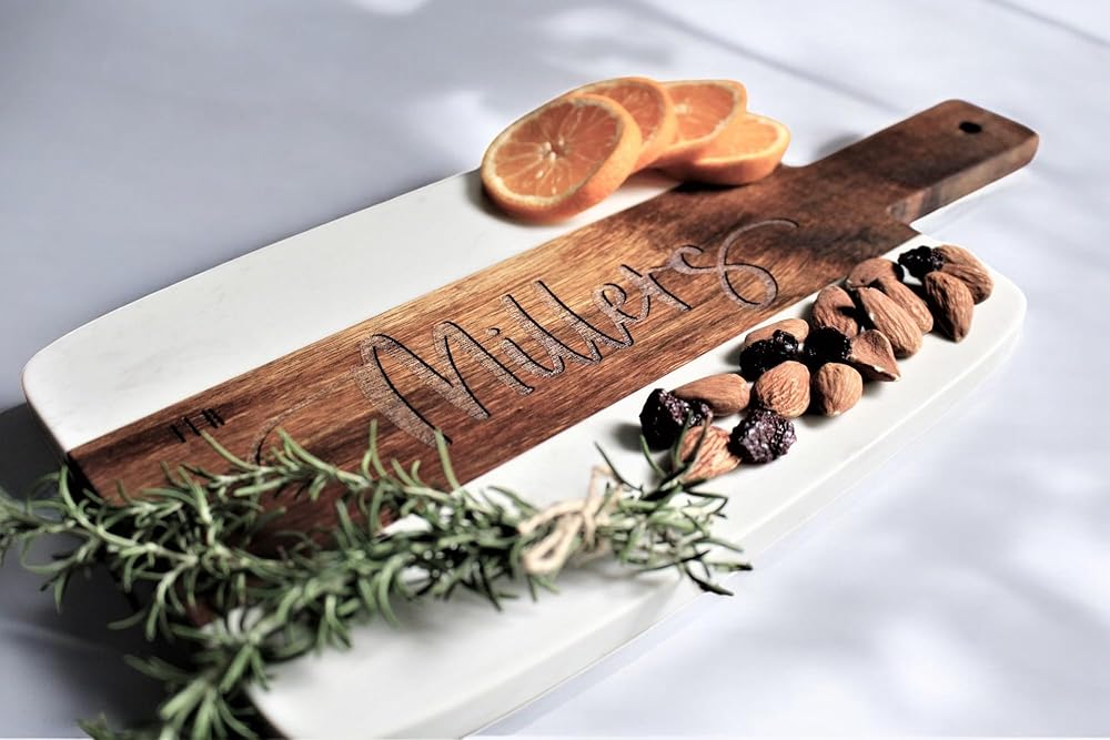 Personalized Marble and Wood Cutting Board Custom Cutting Board Charcuterie Board Christmas Anniversary Wedding Gift Bridal Shower Gift Engagement Gift Housewarming Gift