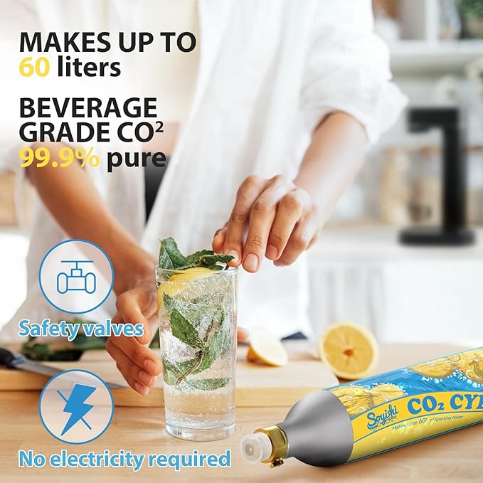 60L Threaded CO2 Cartridges Cylinder 14.5oz CO2 Canister Sparkling Water Carbonates Compatible with Soda Maker Set of 3