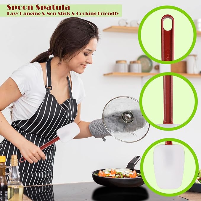 Silicone Rubber Spatula and Spoon Set of 3, High Heat, Commercial Use (3 x 9.5 Inches)
