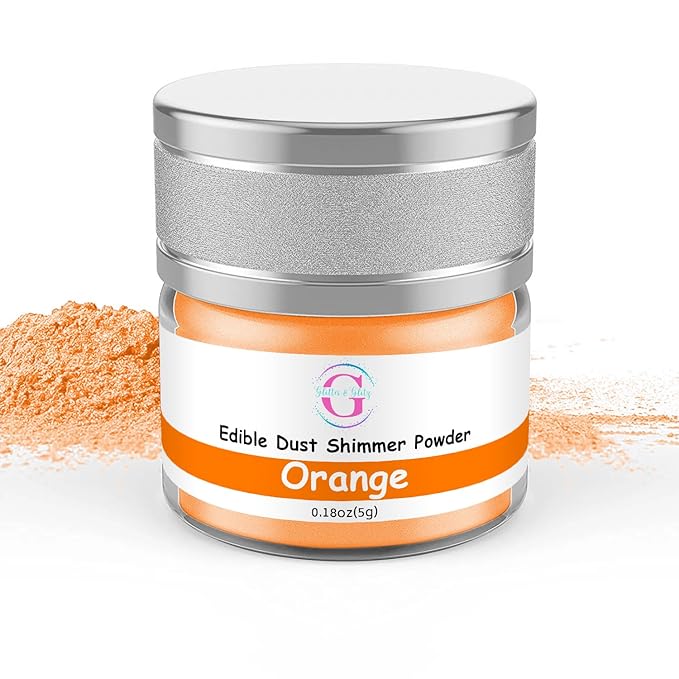 Glitter & Glitz Edible Glitter for Drinks - Premium Drink Glitter Edible Dust for Cocktails, Baking, Brew, Champagne - Luster Dust and Cocktail Glitter - Edible Glitter for Drinks Decoration (Orange, 5Grams)