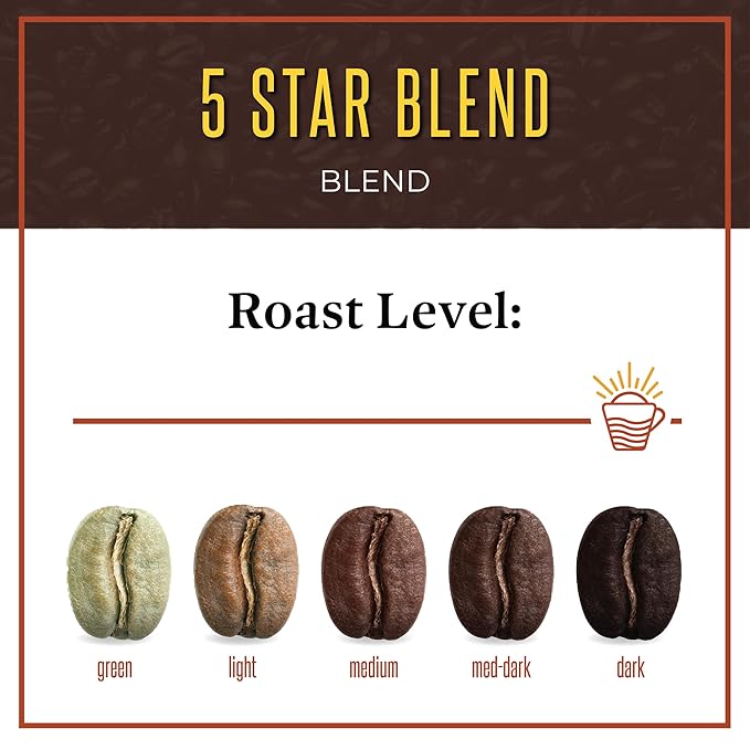 San Diego Coffee 5 Star Blend, Dark Roast, Whole Bean Coffee, 16-Ounce Bag Café en grano tostado
