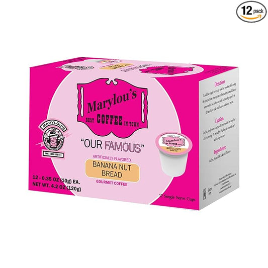 Marylou’s Coffee – Banana Nut Bread Flavored Gourmet Coffee – Single Serve Coffee Pods, Compatible with Keurig Brewers – 12 Pods