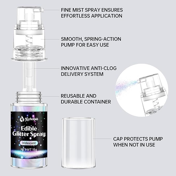 Red Edible Glitter Spray - 15g Edible Red Glitter for Cakes Food Grade Shimmer Powder Cake Spray for Cookie Decorating Chocolate Strawberry