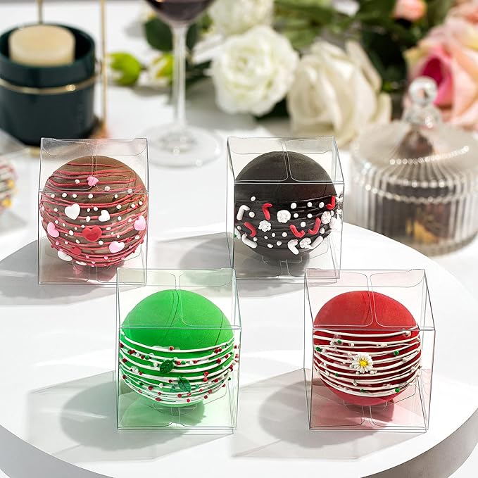 50 Pack 3" x3x3 Inch Clear Chocolate Bomb Boxes Small Gift Boxes Cupcake Boxes Candies Box Birthday Wedding Party Favor Box