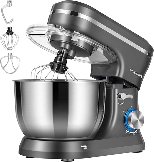 VIVOHOME 4.75 Quart Stand Mixer, 8 Speed Kitchen Electric Food Mixer, Household Stand Mixer for Baking, Cake, Bread with Beater, Dough Hook, Wire Whip and Egg Separator, Gray