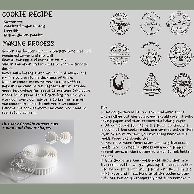 2025 Personalized Christmas Cookie Stamp Unique 3D Embossed Design Fun Tool for Baking Art (D)