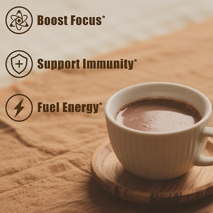 Mushroom Coffee Creamer, Chocolate Flavored Coconut Creamer with Cacao Powder, MCT and 6 Adaptogens (Lion's Mane, Chaga, Reishi) for Focus, Immunity – Sugar & Caffeine Free, Vegan, Gluten-Free, 6.35 Oz