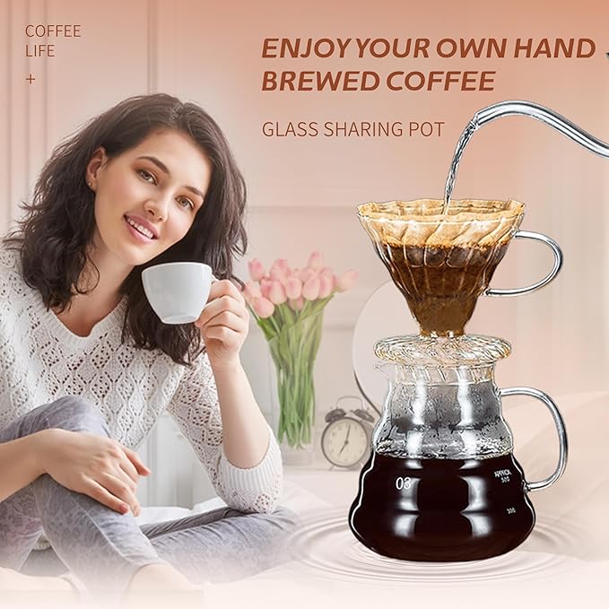 Glass Coffee Server for Drip Coffee Maker, Standard Glass Coffee Carafe, Coffee Pot with Lid, Clear, 03 800ml(27oz)