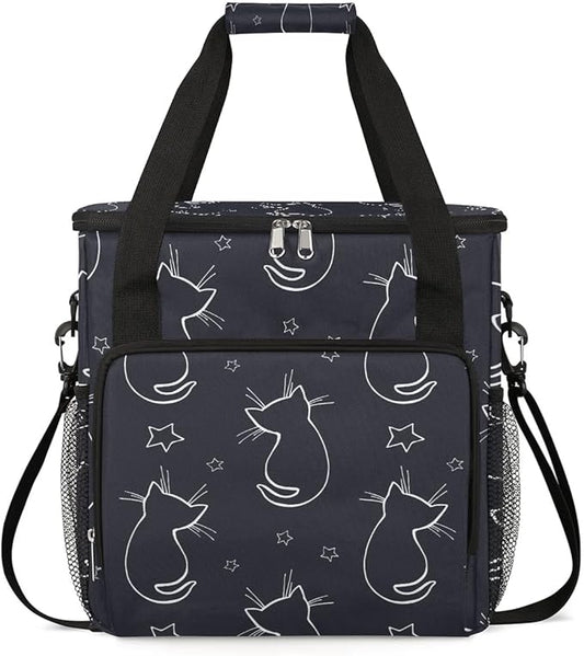cat animal cartoon Coffee Maker Carring Bag Travel Carrying Storage Tote Bag Compatible with Keurig K-Mini or K-Mini Plus Portable Single Serve Coffee Brewer Case with Pockets for K-cup Pods