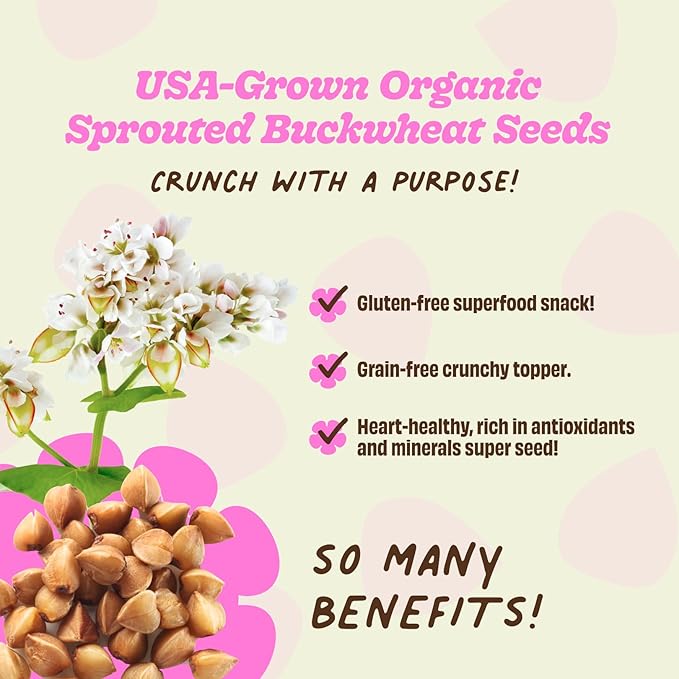 Lil Bucks Sprouted Regeneratively Grown Buckwheat Seeds– Paleo Cereal, Gluten-Free Granola, High in Protein, Low Sugar, Organic Superseed Crunch (CACAO, 1 Pack)