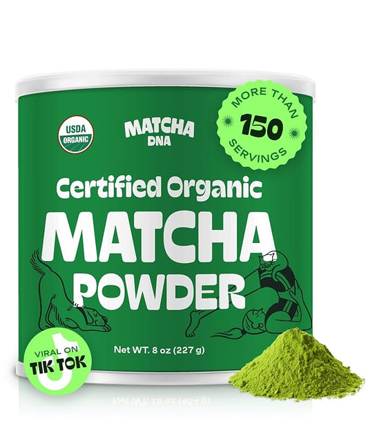 MATCHA DNA Certified Organic Matcha Green Tea Powder (8 oz TIN CAN)