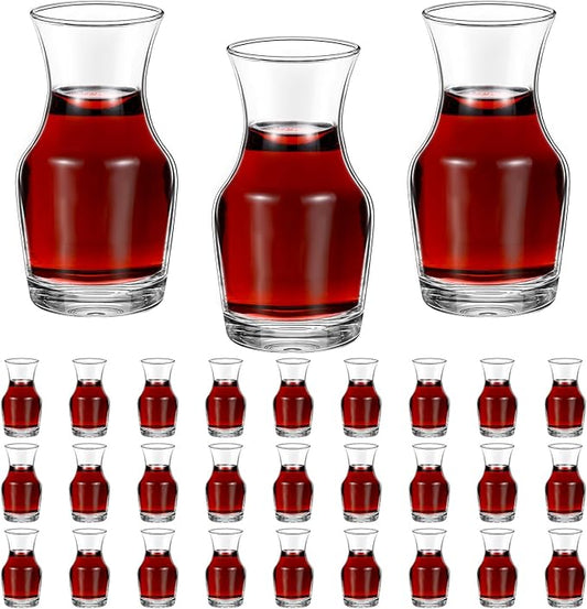 30 Pack Single Serving Wine Carafe Glass Small Mini Carafe Individual Wine Refill Decanter for Dinner Parties Tastings Bars Restaurants (6.5 oz)