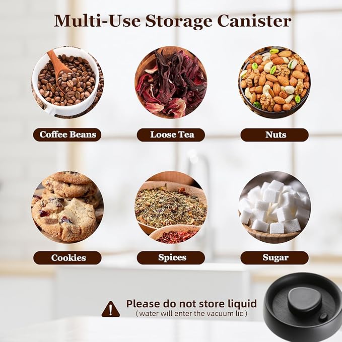 Vacuum Coffee Canister, 40.6floz Grey Glass Coffee Bean Storage,Perfect for Coffee Beans,Loose Tea,Candy,Sugar,Nuts,Spices (1200ML)