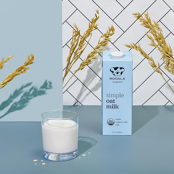 Mooala Organic Simple Oat Milk, 32oz - 3 Ingredient, Shelf Stable, No Gums, No Oils, No Fillers, Non-GMO, No Additives, Dairy Free Plant Based Milk, 6 pack