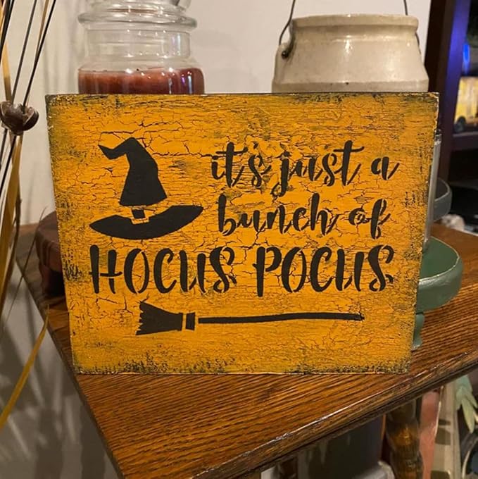 Halloween Stencils for Painting on Wood 12”x8” Large Halloween Stencil Boo Trick or Treat Bats Hocus Pocus Stencils for Door Mats Wood Sign T-Shirt Decor